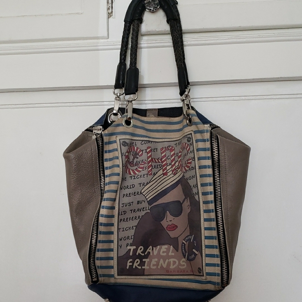 Barbara Rihl  Leather & Suede Travel Friends Graphic Tote Bag - Multicolor